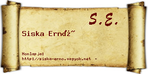 Siska Ernő névjegykártya